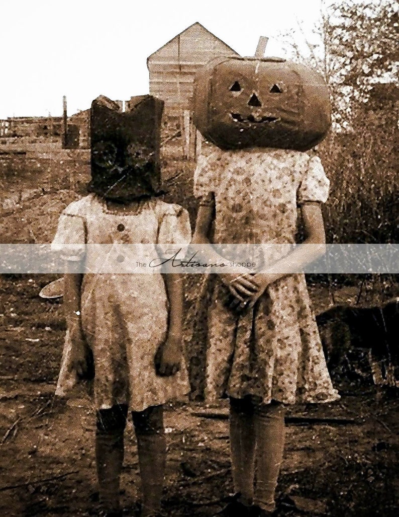 Instant Printable Download - Halloween Scary Photograph Children's Costumes - Paper Crafts Altered Art Scrapbooking - Vintage Photography 