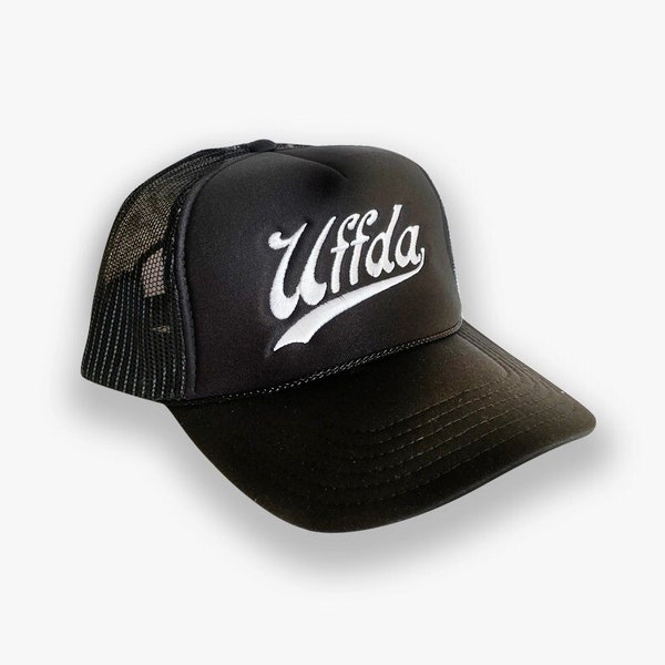 Uffda Embroidered Trucker Hat, Black