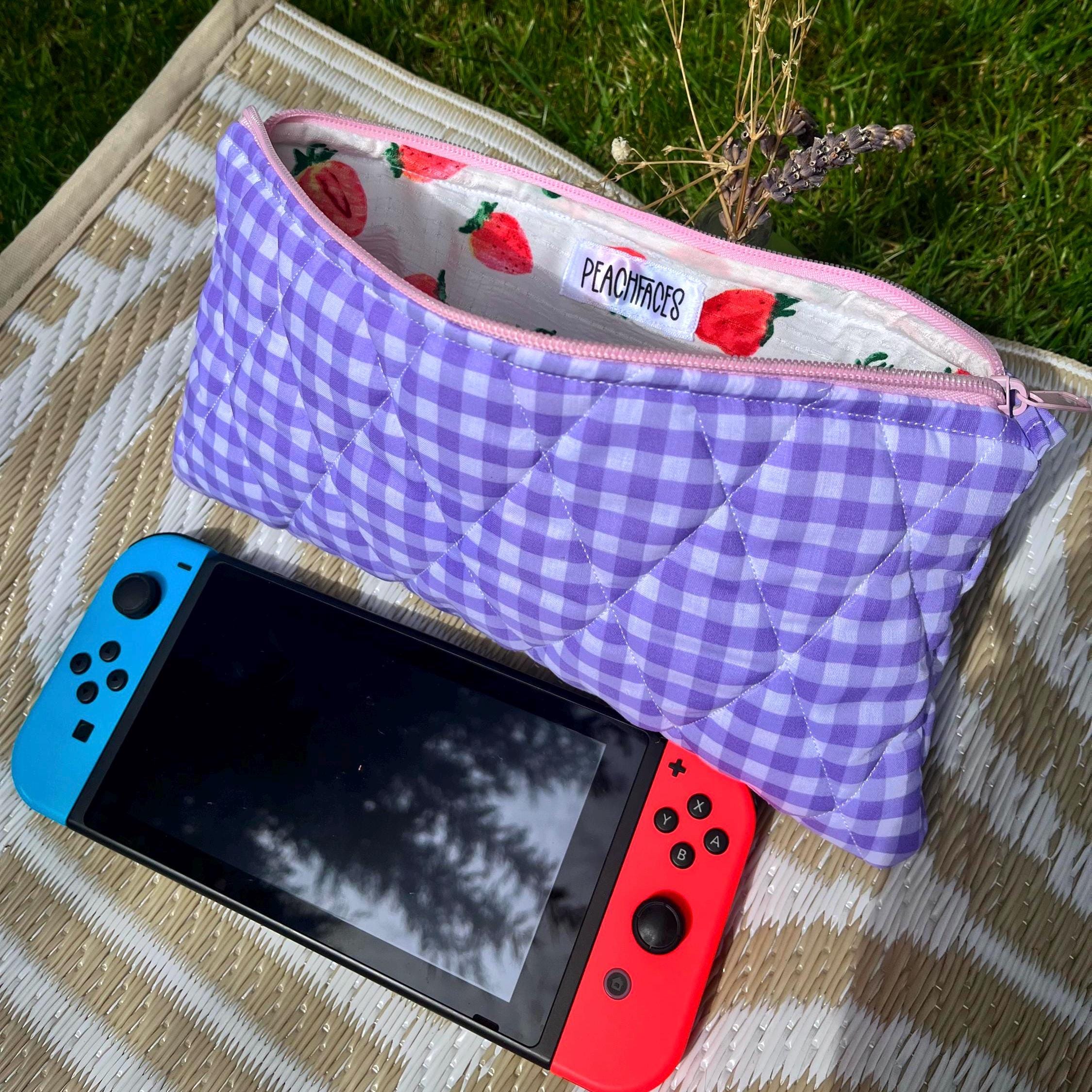 Nintendo Switch/2 ケース - ジッパー付き手作りキルティングポーチ