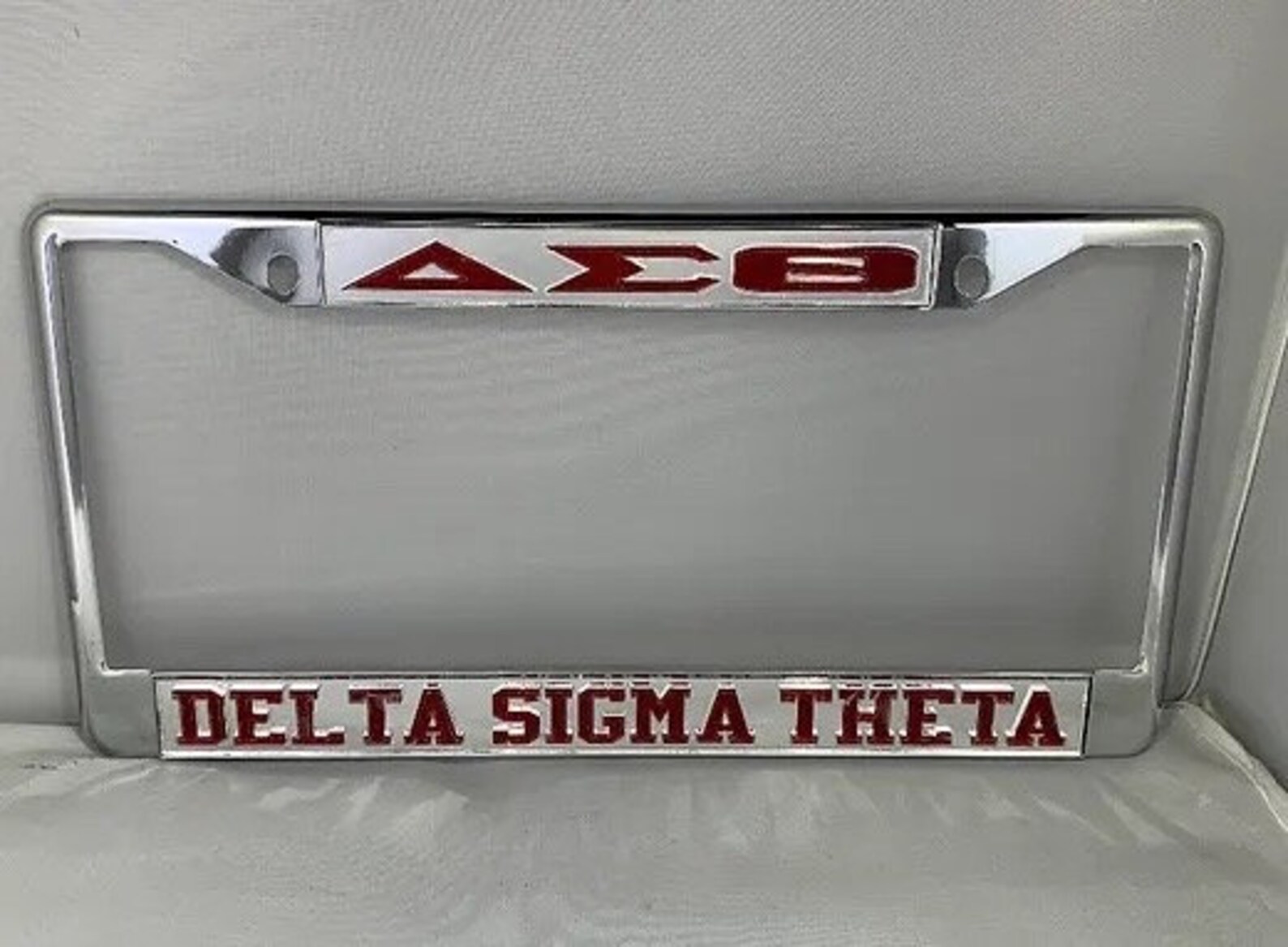 Delta Sigma Theta License Plate Frame silver With Red Letters Etsy