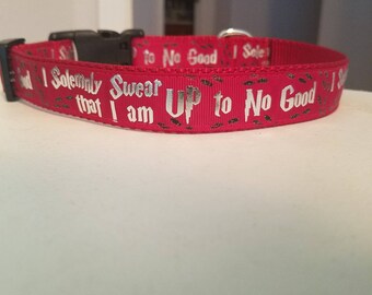 1" Marauders Map Collar (I Solemnly Swear) Red
