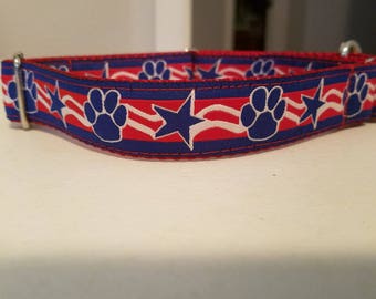 1" Paws and Stars Patriotic Collar