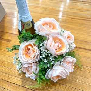 Wine Bottle Flower attachment, Wine Bottle Rose Bouquet, Floral Bouquet for Wine, Romantic Gift For Her, Hostess gift