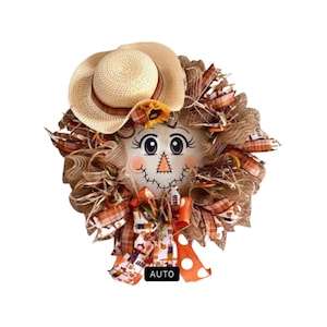 Scarecrow Rustic Wreath for front door, Autumn Wreath, Harvest Wreath, Fall Wreath for front door, Thanksgiving Wreath, Housewarming gift