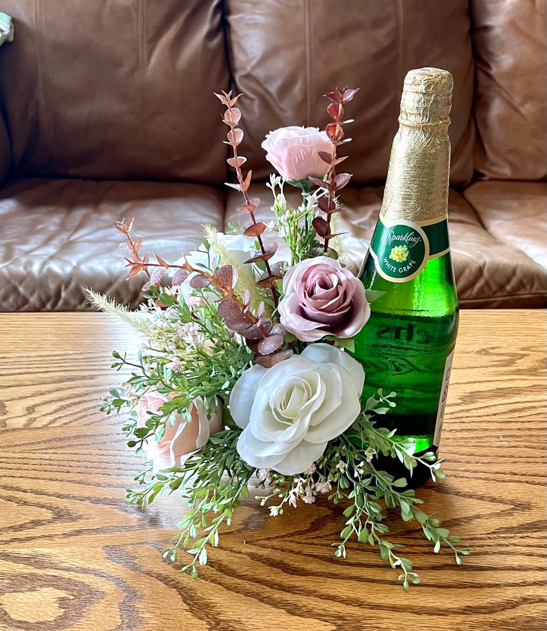 Wine Bottle Flower Attachment, Wine Bottle Rose Bouquet, Floral Bouquet