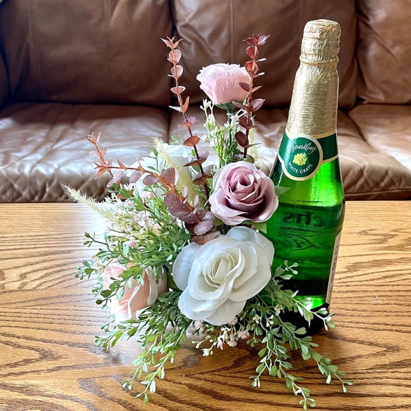 Wine Bottle Floral Arrangement Etsy
