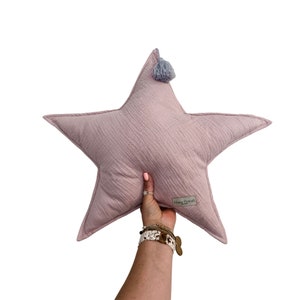 Star shape pillow | 4 colours | pillow with tassel | muslin pillow | powder pink cushion | softie | nursery decorative pillow | girls room |