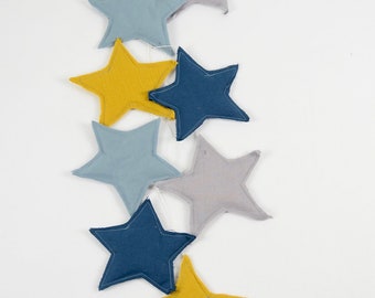 Star Garland, Nursery Garland, Teepee Garland, Fabric Pendant, Nursery Stars, Star Bunting, Boy's Room Decor