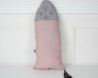 Softie, House-shaped pillow, Children's Room Decoration, Cushion, Linen, House Pillow, Boys pillow, Girls Pillow, Stuffed House Toy, Pink