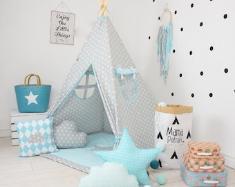 Childrens teepee, playtent, tipi, zelt, wigwam, kids teepee, tent, play teepee, wigwam with mat, lamp, glow READING SPOT with light