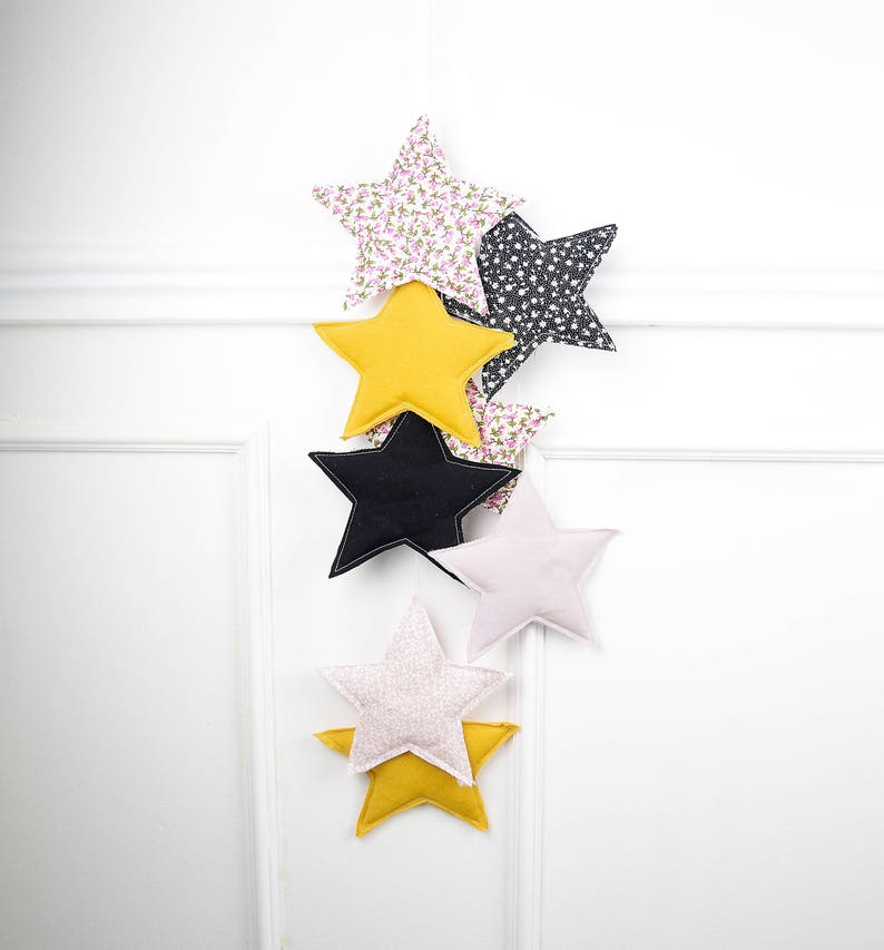 Star Garland, Nursery Garland, Teepee Garland, Fabric Pendant, Nursery Stars, Star Bunting, Room Decor image 1