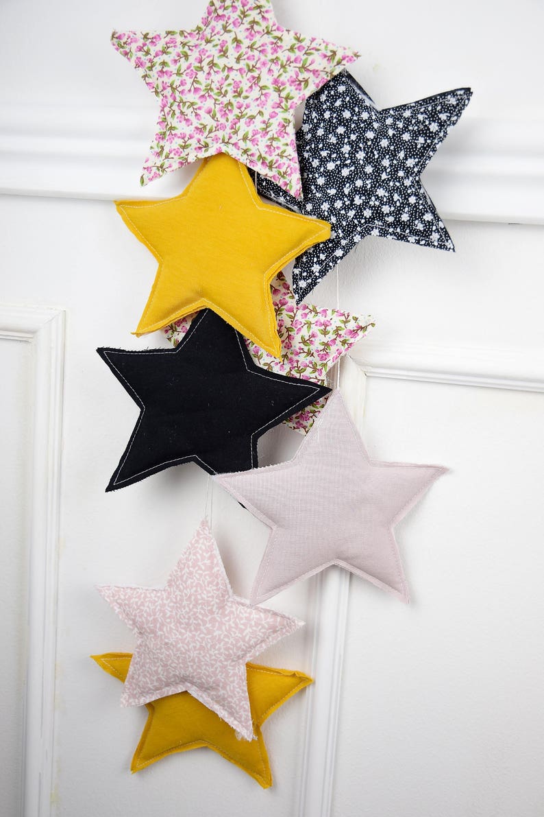 Star Garland, Nursery Garland, Teepee Garland, Fabric Pendant, Nursery Stars, Star Bunting, Room Decor image 2