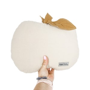 Apple - shaped pillow | muslin pillow | beige cushion | softie | fruit theme room | nursery decorative pillow | girls room | Apple Pillow