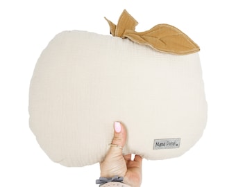 Apple - shaped pillow | muslin pillow | beige cushion | softie | fruit theme room | nursery decorative pillow | girls room | Apple Pillow