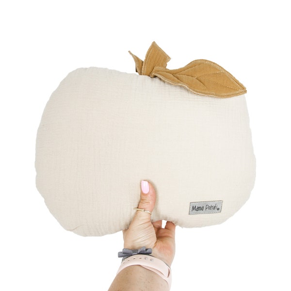 Apfel - förmiges Kissen | Musselin Kissen | beige Kissen | Softie | Obst Motiv raum | Kinderzimmer Dekokissen | Mädchenzimmer | Apfelkissen