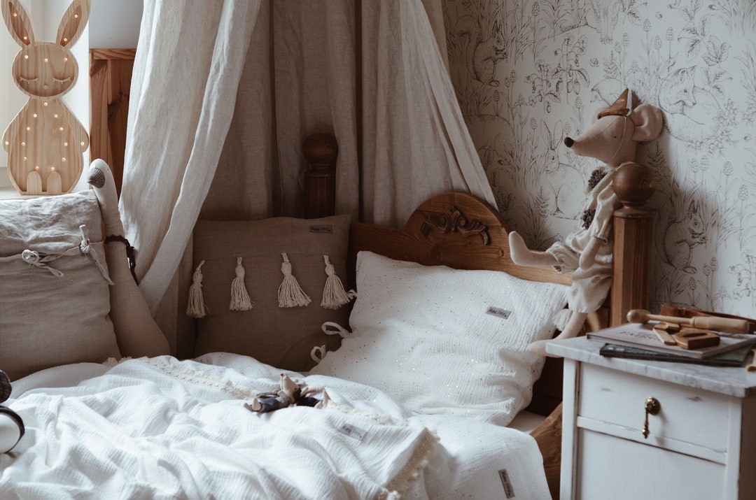 Muslin Bedding, Bedding With Tassel, Muslin Toddler Bedding Set, Double