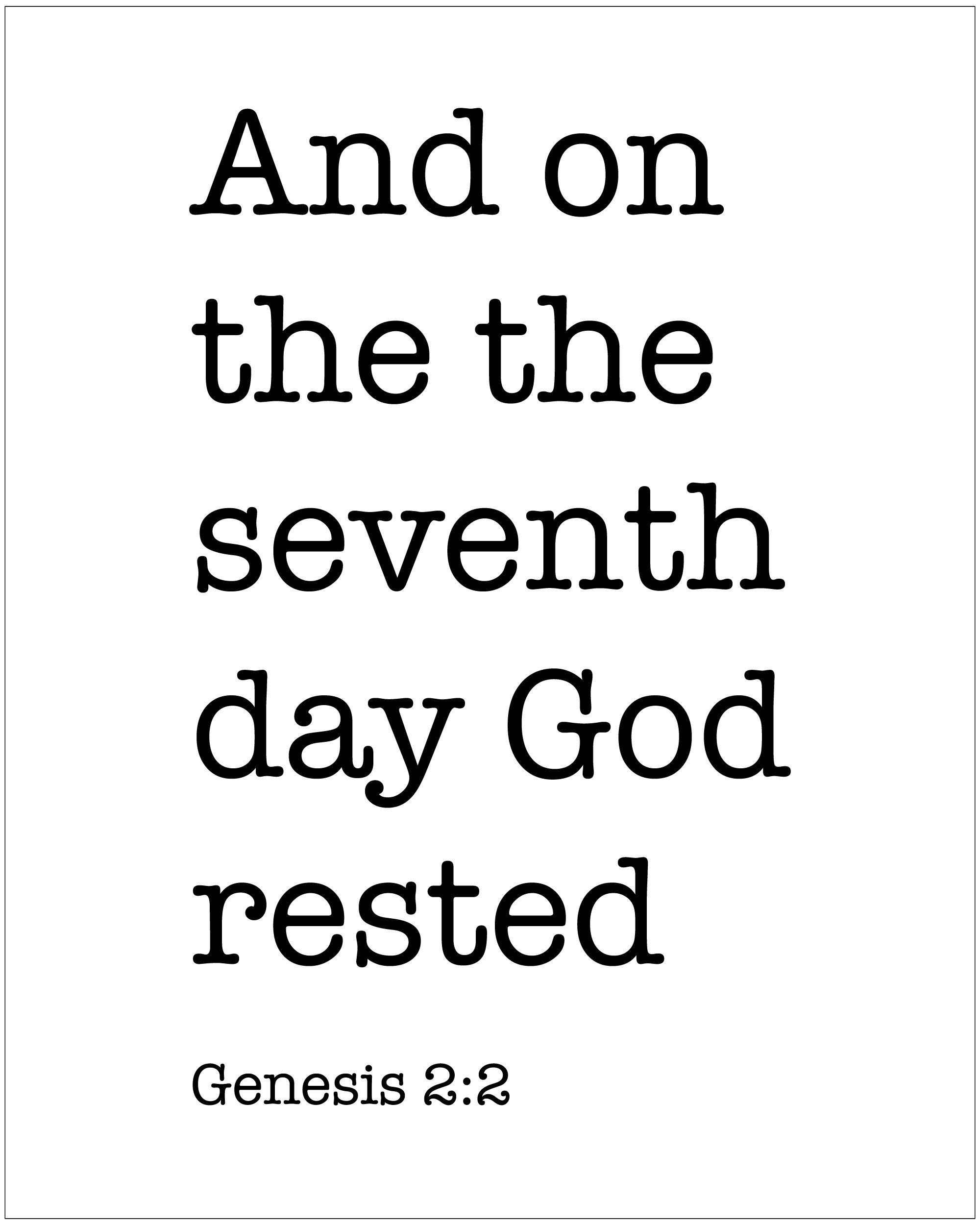 Genesis 2:2 Scripture Downloadable Printable God rested peace | Etsy