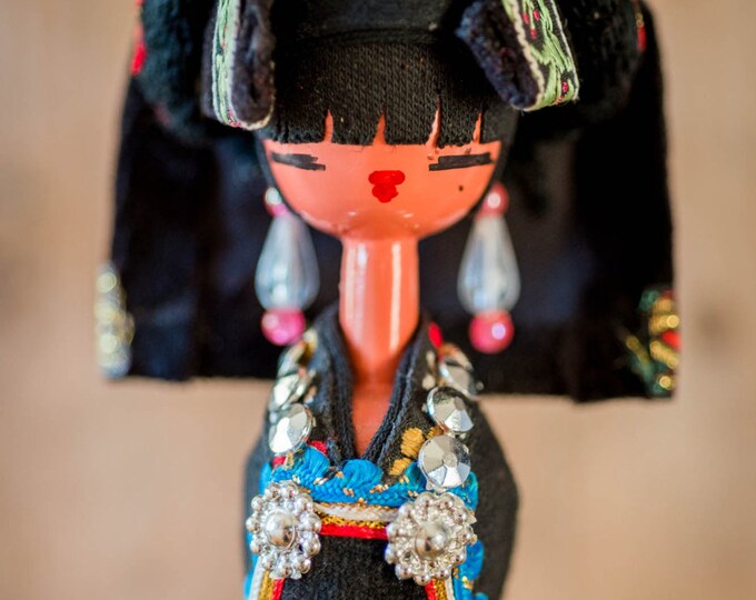 Vintage Geisha Doll Modern Display Geisha Doll Wood and Cloth Japanese