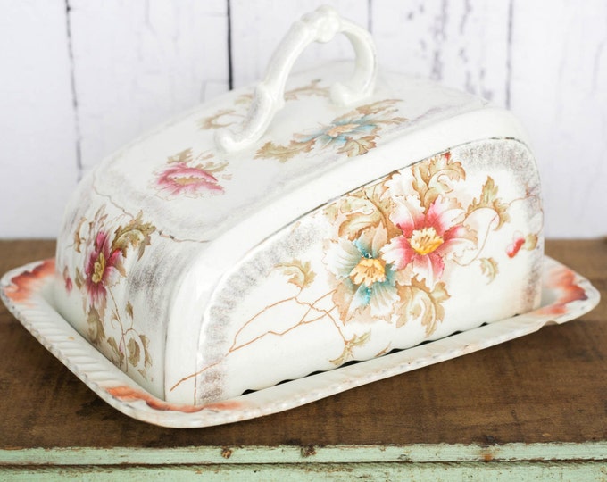 Antique Vintage Cheese Dish W/ Lid W & E C England Porcelaine Royale C