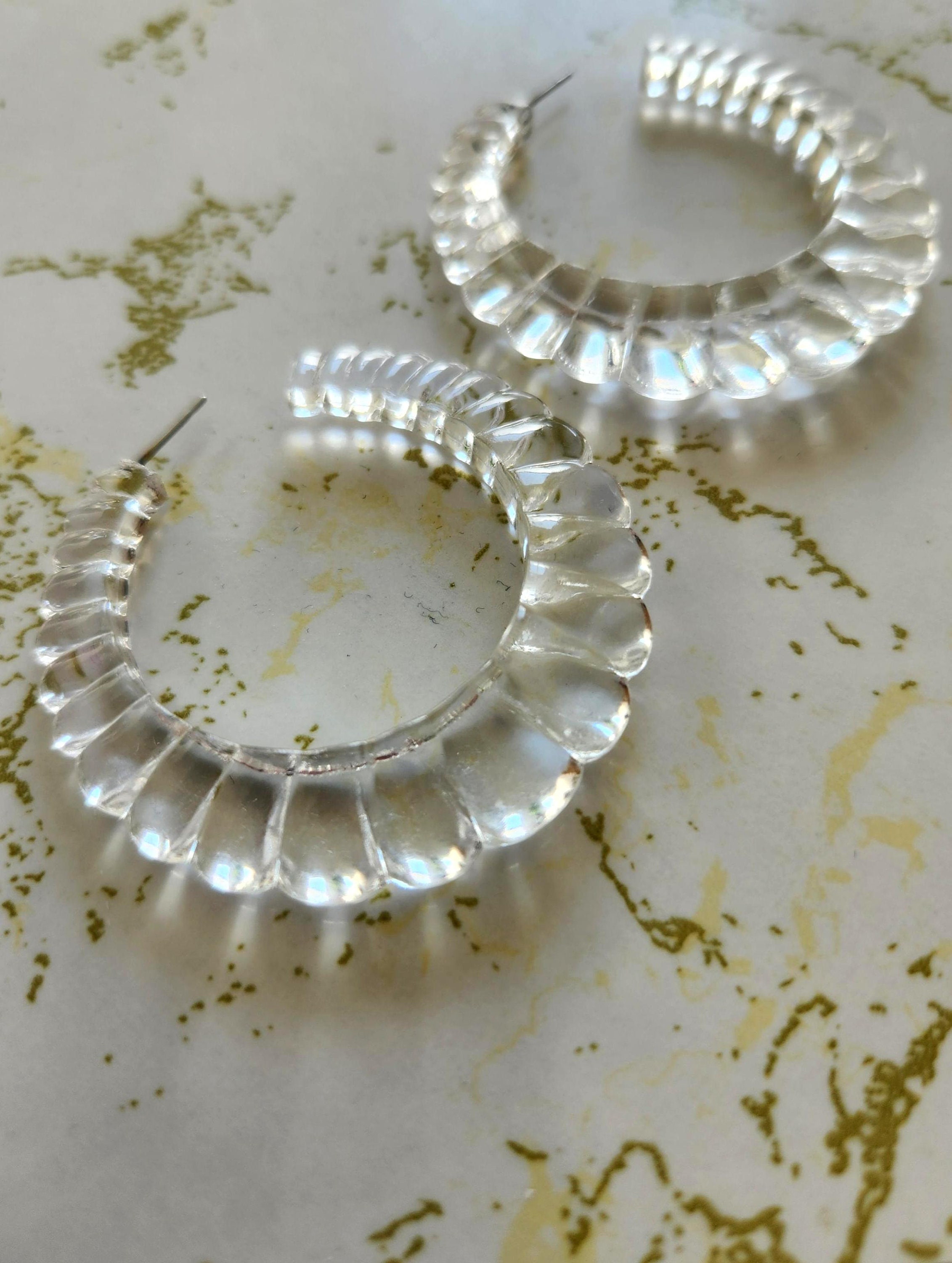 ◆VINTAGE HOLLYWOOD◆ Clear Bubble Earrings VH2336EA012B Blown Glass Earrings • Transparent Drop Earrings • Clear