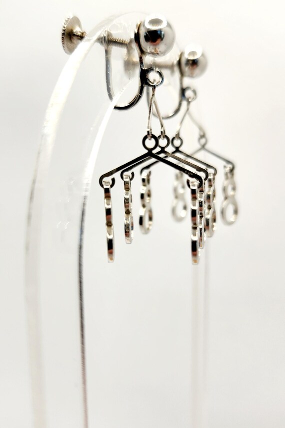 Vintage Mobile Dangle Earrings: Silver Toned Scre… - image 6