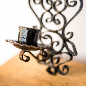 Vintage Shabby Chic Wall Candle Holder - Black Painted Metal Candle Holder - Rustic Shabby Chic Decor - Wall Decor - Single Candle Holder