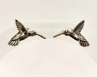 Orecchini Pendenti A Colibrì Con Fiore In Argento 925 - Gioiello Donna Simbolo Di Fortuna E Gioia