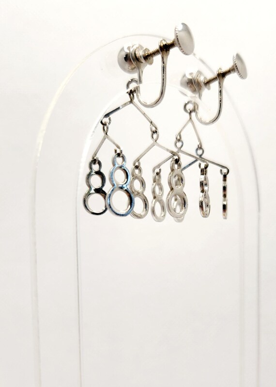 Vintage Mobile Dangle Earrings: Silver Toned Scre… - image 5