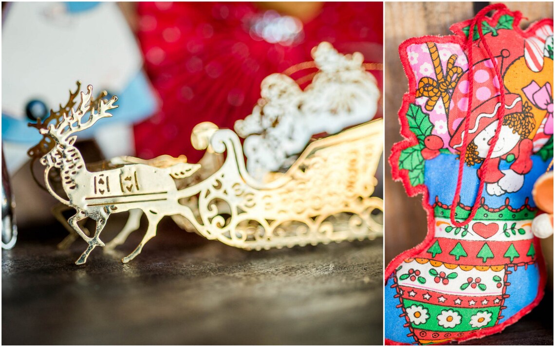 Vintage Christmas Ornaments Set Santa Mouse Holly Hobby Etsy