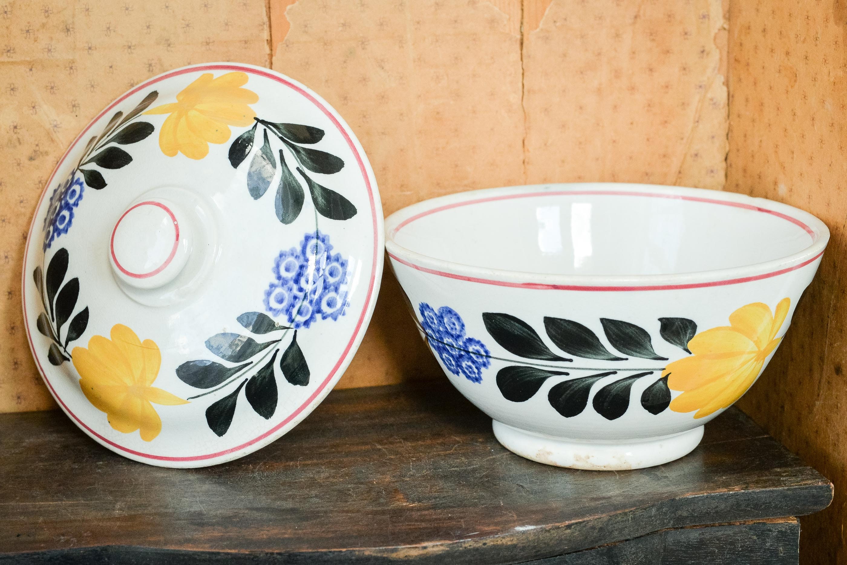 Vintage Ceramic Bowl With Lid Serving Bowl Mixing Salad Etsy