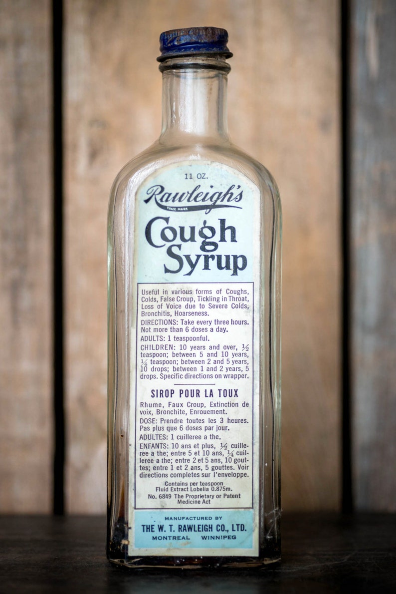 Vintage Rawleigh's Cough Syrup Bottle Embossed Glass Etsy
