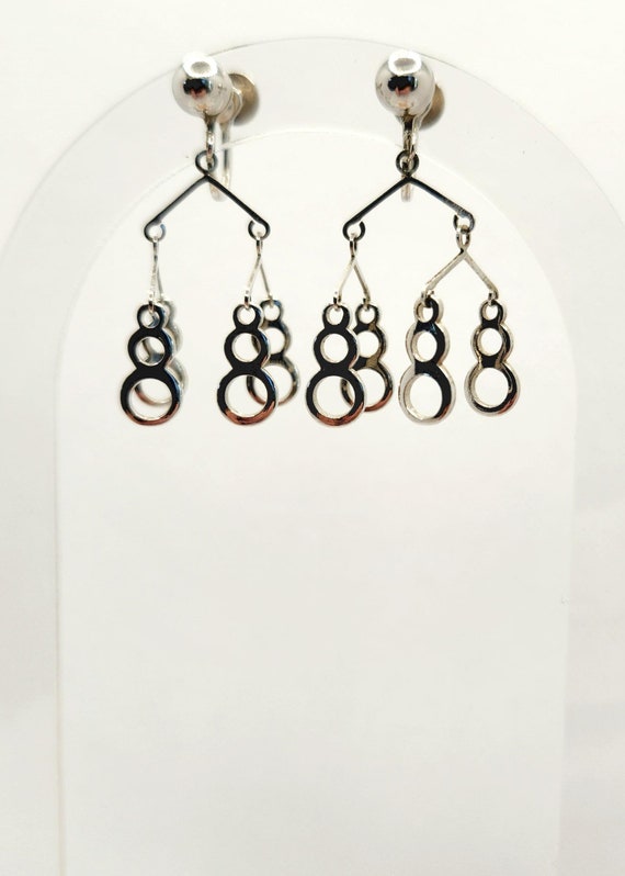 Vintage Mobile Dangle Earrings: Silver Toned Scre… - image 3