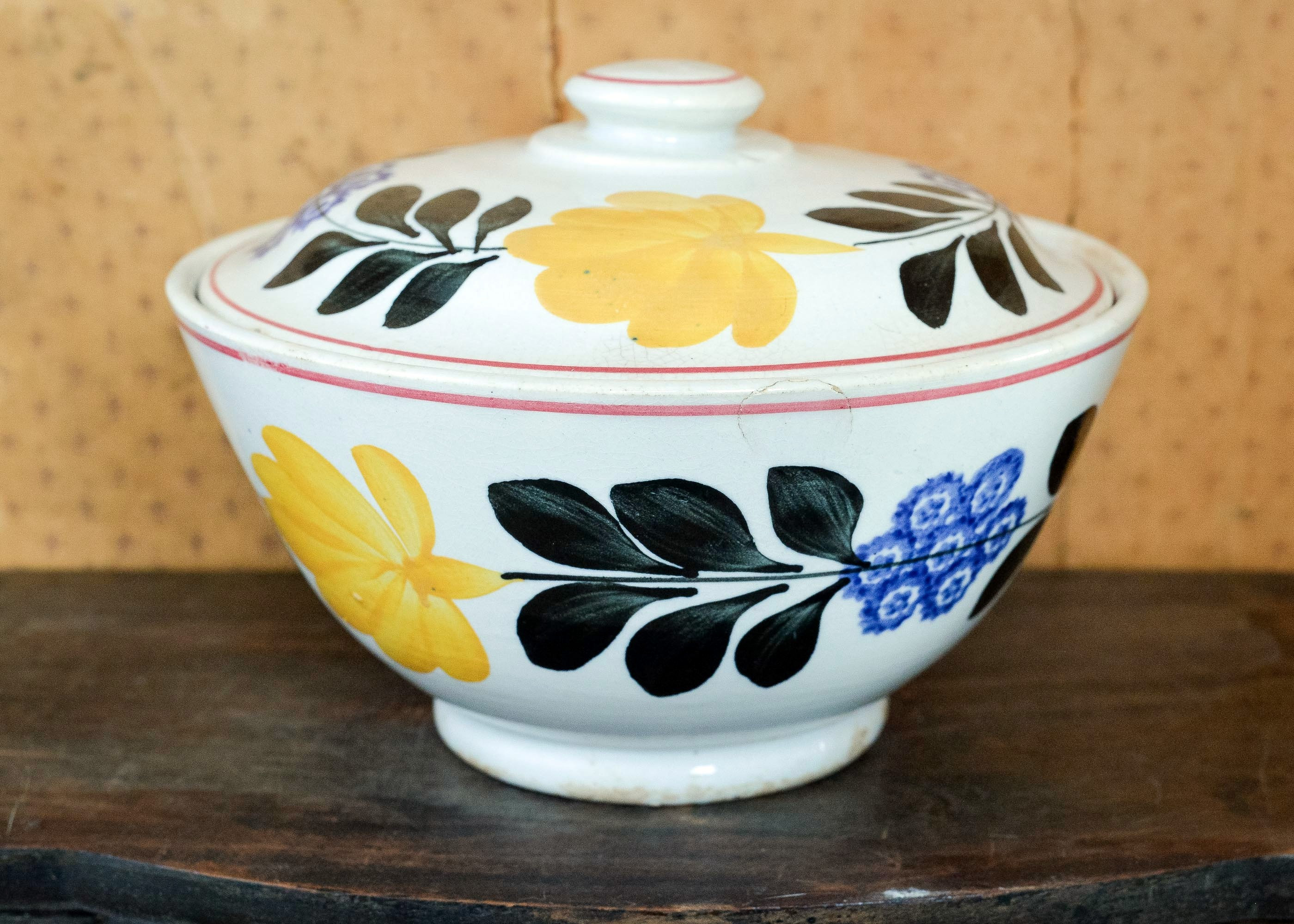 Vintage Ceramic Bowl With Lid Serving Bowl Mixing Salad Etsy