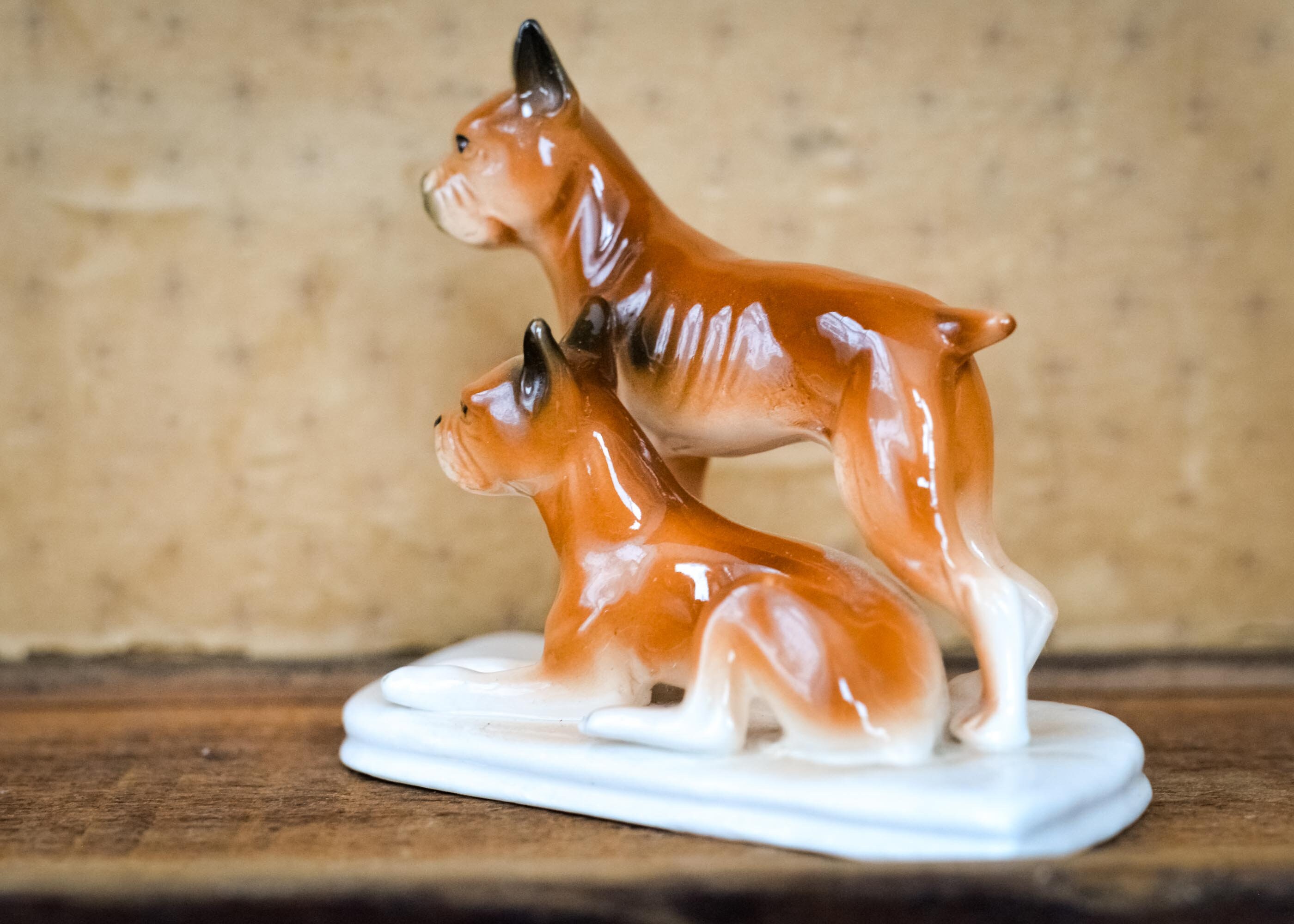 Vintage Boxer Dog Dogs Figurine Ceramic Boxers Statue Mini Etsy