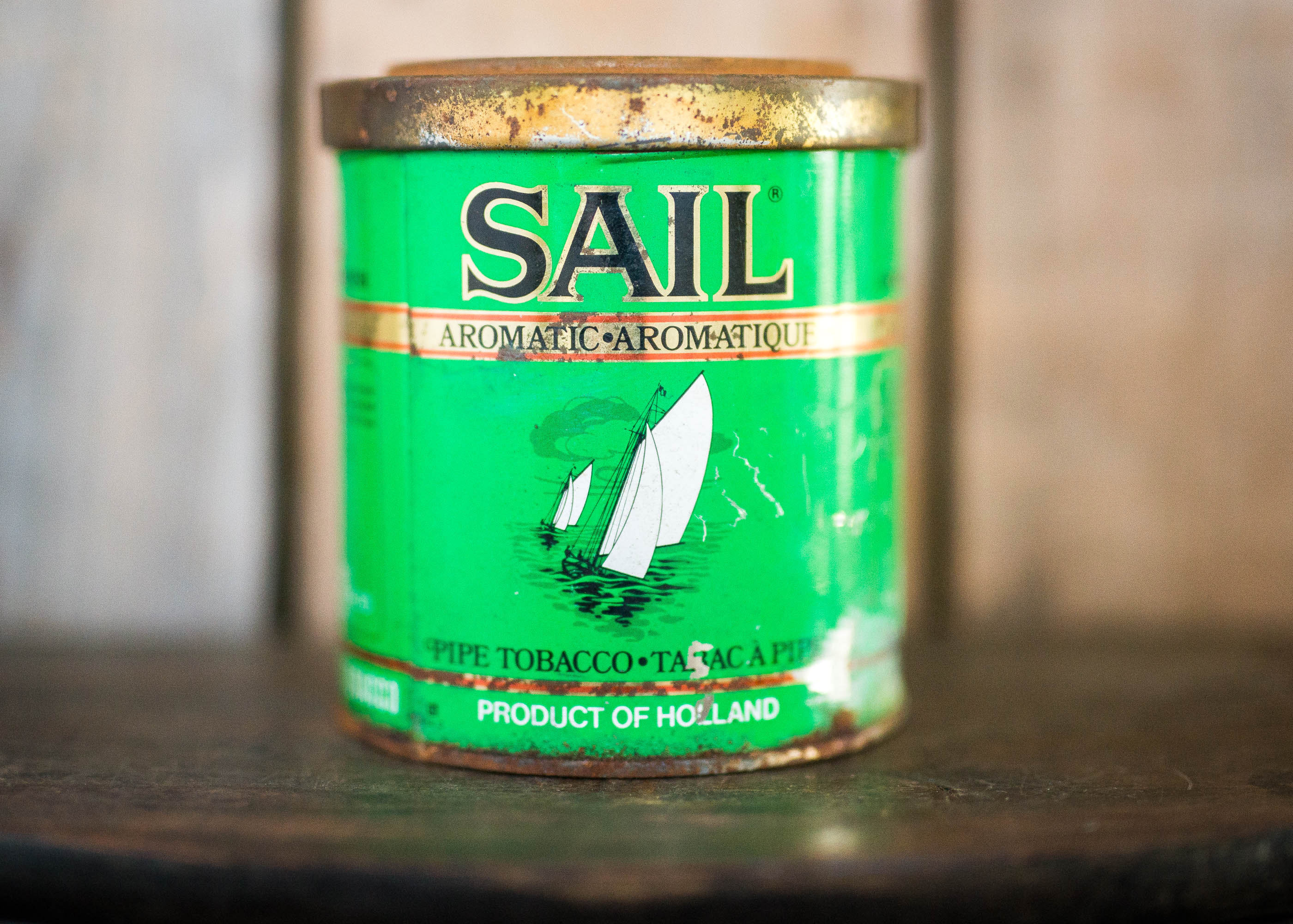 Vintage Sail Pipe Tobacco Tin - Sail Aromatic Pipe Tobacco Product of  Holland - Green Gold Sailboat - Smooth Dutch Cavendish Smoking Pipe