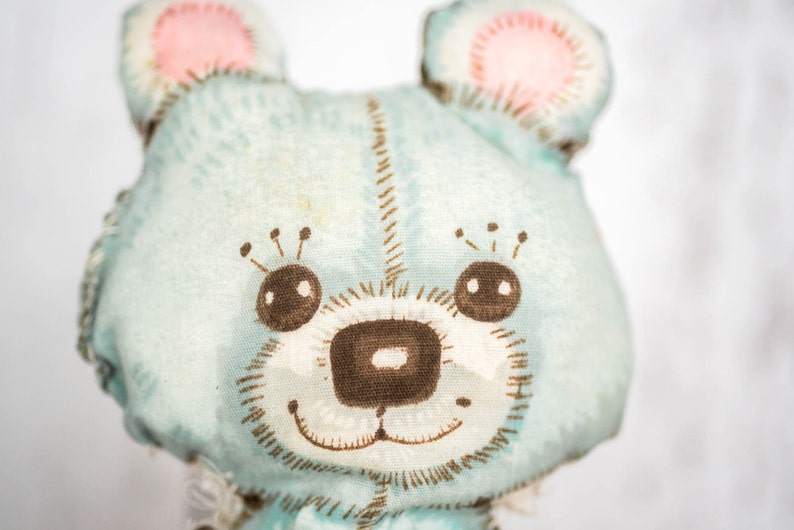 Vintage Hand Sewn Teddy Bear Shabby Chic Blue Teddy Bear Etsy