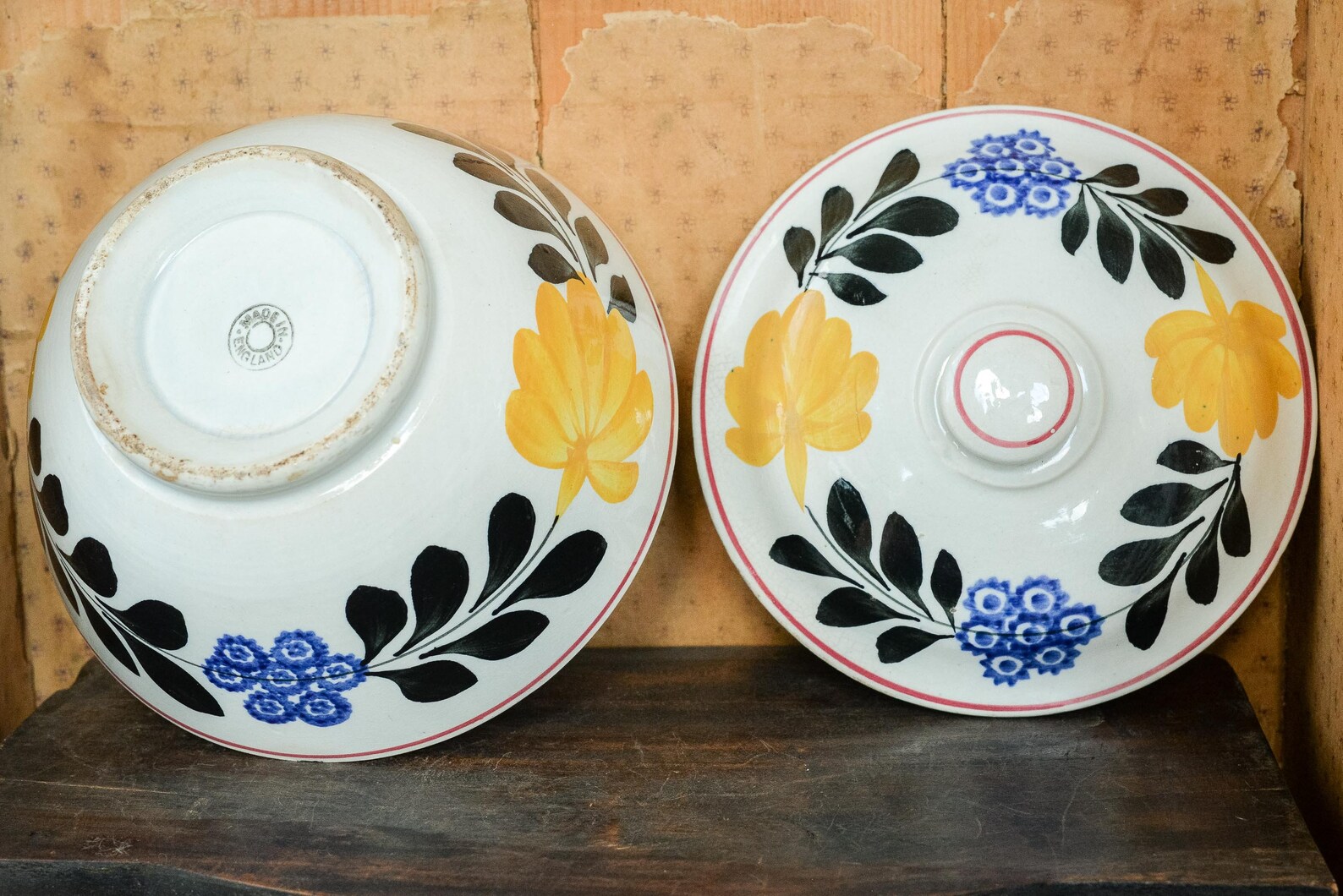 Vintage Ceramic Bowl With Lid Serving Bowl Mixing Salad Etsy