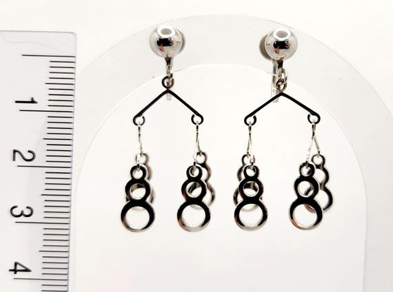 Vintage Mobile Dangle Earrings: Silver Toned Scre… - image 7