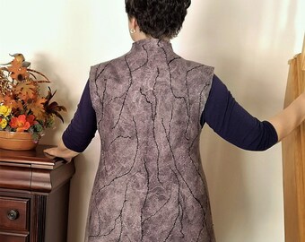 Merino Wool Felted Vest – Beige Viscose Fiber Design, Size 10-12