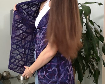 Reversible Nuno Felt Vest, Purple Silk Wool, Size S-M