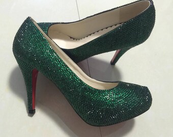 emerald green sparkly shoes