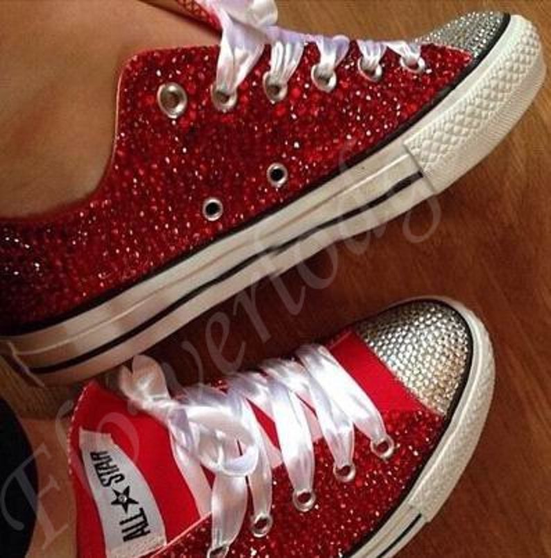 Red Flower Girl Shoes converse Ruby Red 