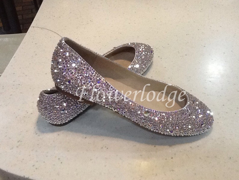 Sparkly Women Ballet Flats Shoes Clean Shiny Bling Crystal Etsy