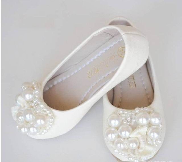 Ivory Flower Girl Shoes Toddler Girl Shoes Pearl Party Shoes Bow Girls Shoes mary jane shoes Genuine Leather Shoes For Girls