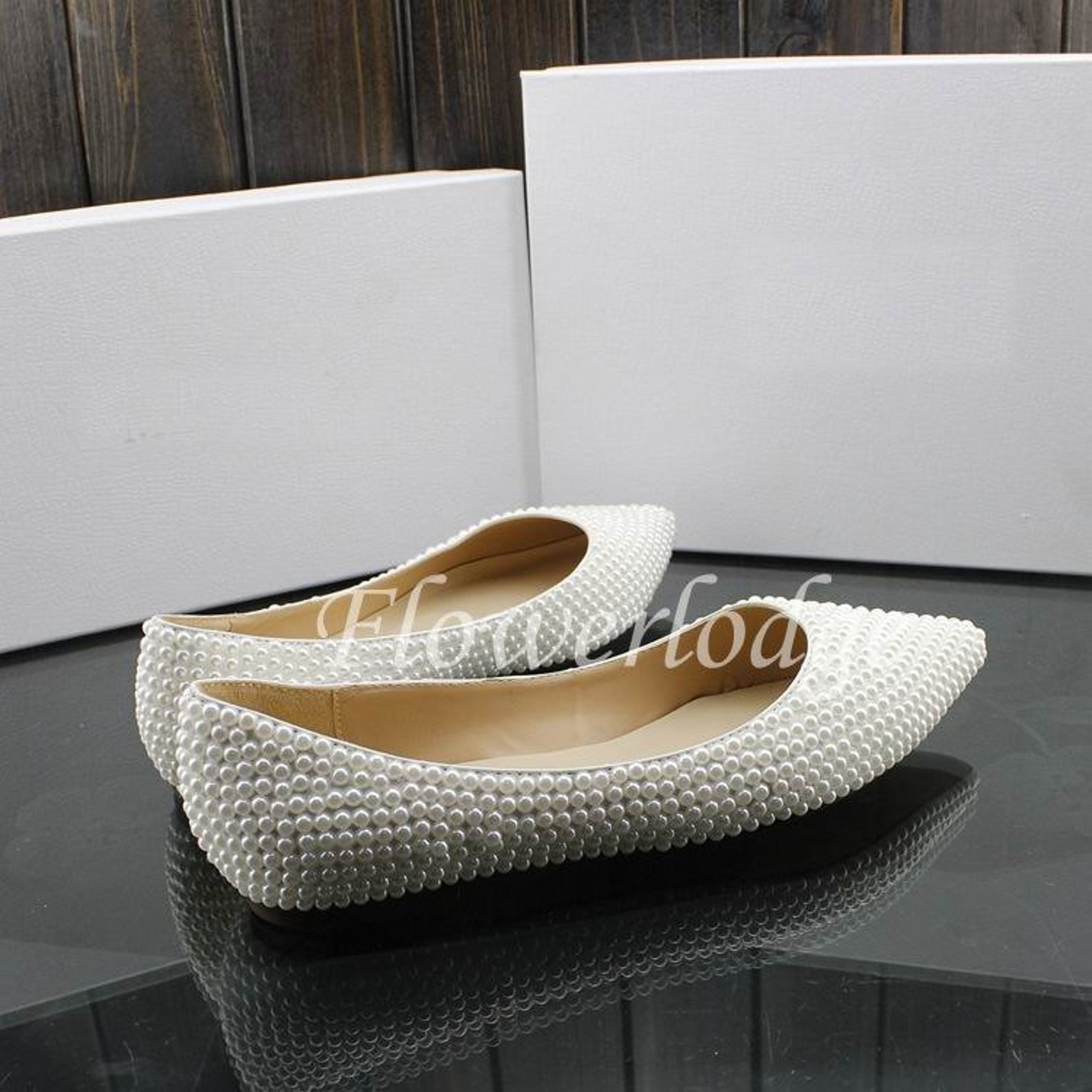 pearl flats shoes ponited toe closed toe women shoes flats ivory ballet flats soft comfortable flat shoes, custom white pearl fl
