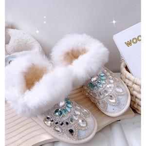 Bling boots for girls white pink glitter unique boots