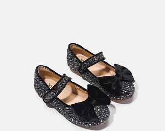 Bling Bow Shoes for Girls Black