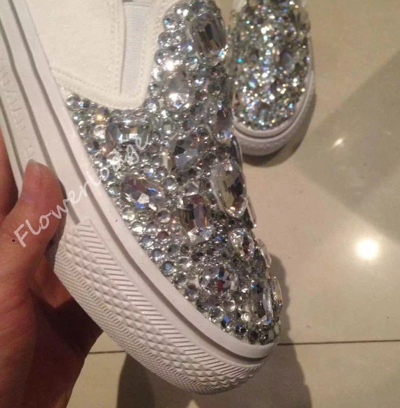 Swarovski Bling Canvas shoes-silver Clean Bling Sneaker Custom for Women and Children Sparkly Sneakers