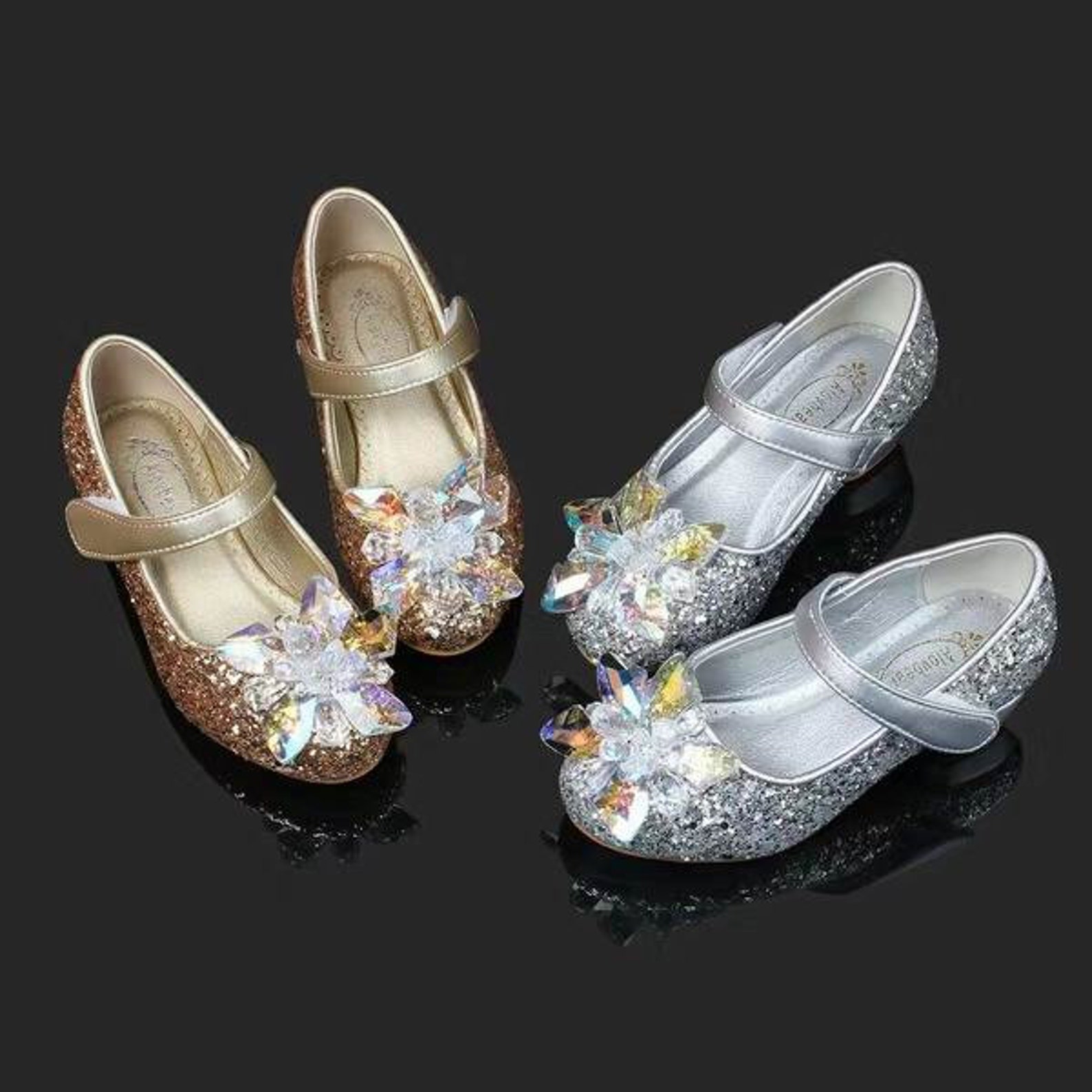 Girls Heel Rhinestone Stone Toddler Kitten Heels Shoes Silver Etsy