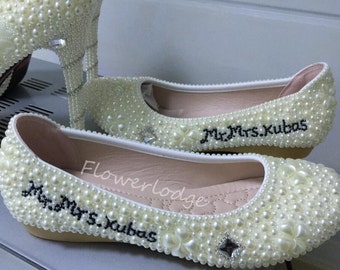 Custom ivory/white Women Shoes Personalized Ballet Flat Shoes match Heels